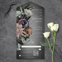 Dark Gothic Mysterious Muted Floral Blur QR Code