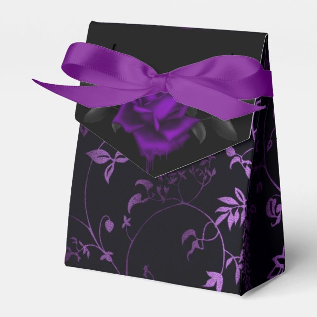 Dark Gothic Purple Rose Favor Box (Front Side)