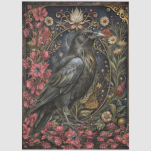 Dark Gothic Raven Floral Abstract Art Tissue Paper