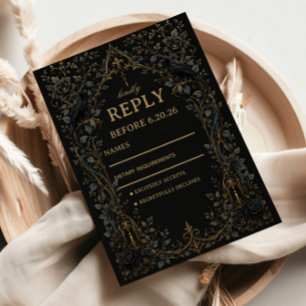 Dark Gothic Raven RSVP Card