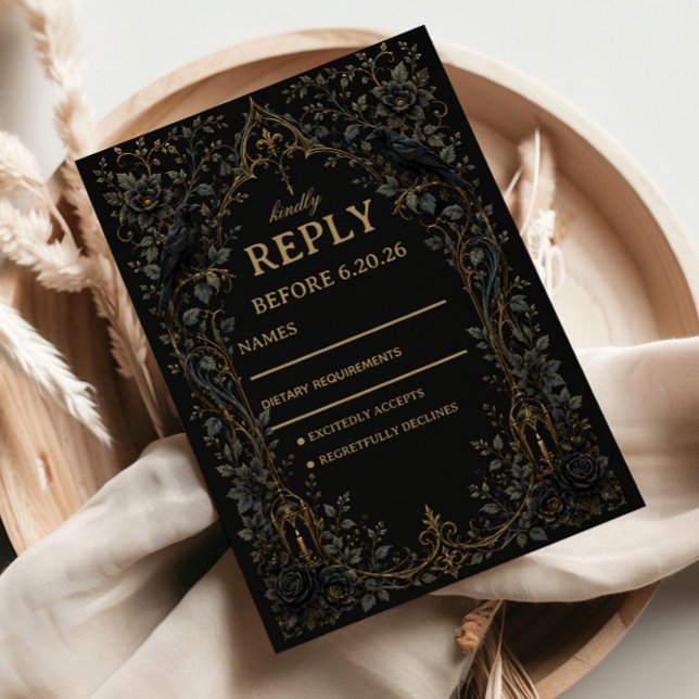 Dark Gothic Raven RSVP Card (Creator Uploaded)