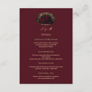 Dark Gothic Romance Burgundy Custom Photo Wedding Enclosure Card