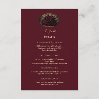 Dark Gothic Romance Burgundy Custom Photo Wedding Enclosure Card