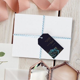 Dark Gothic Rose Glitter Wedding Gift Tags