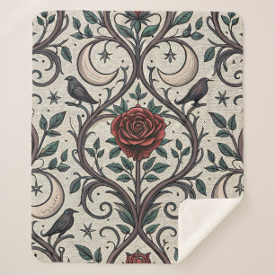 Dark Gothic Rose Pattern (1) Sherpa Blanket