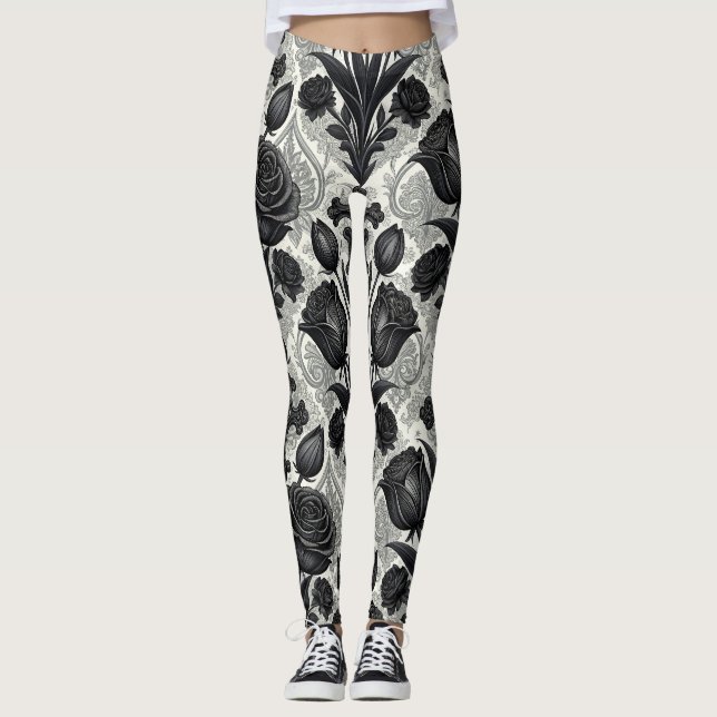 Dark Gothic Rose Pattern (2) Leggings (Front)