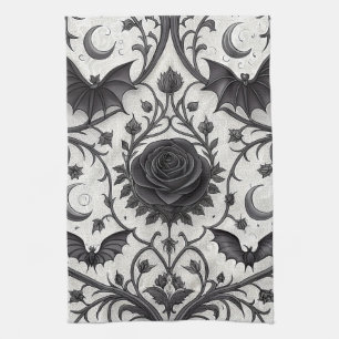 Dark Gothic Rose Pattern (3) Kitchen Towel