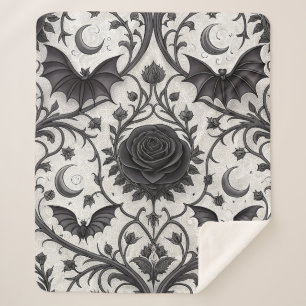 Dark Gothic Rose Pattern (3) Sherpa Blanket