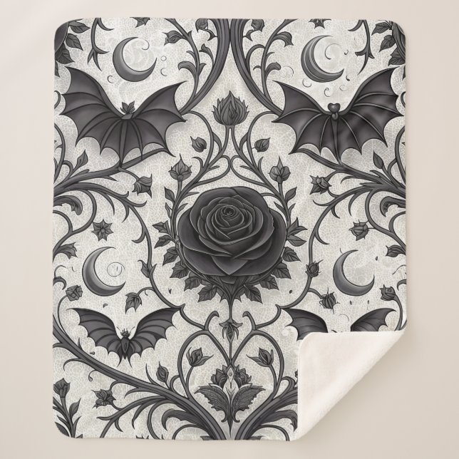Dark Gothic Rose Pattern (3) Sherpa Blanket (Front)