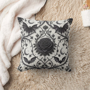 Dark Gothic Rose Pattern (3) Throw Pillow
