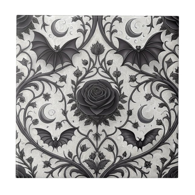 Dark Gothic Rose Pattern (3) Tile (Front)