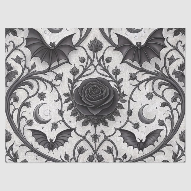 Dark Gothic Rose Pattern (3) Tissue Paper (Front)