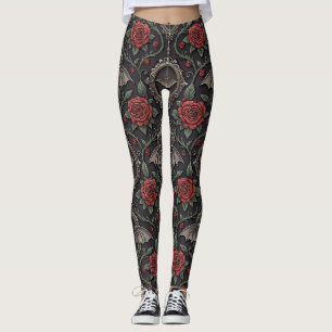 Dark Gothic Rose Pattern (4) Leggings
