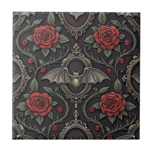 Dark Gothic Rose Pattern (4) Tile