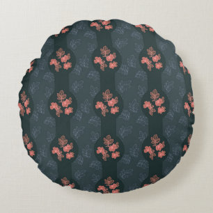 Dark Gothic Rose Pattern Round Pillow