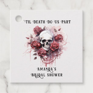 Dark Gothic Rose Skull Bridal Shower Favour Tags