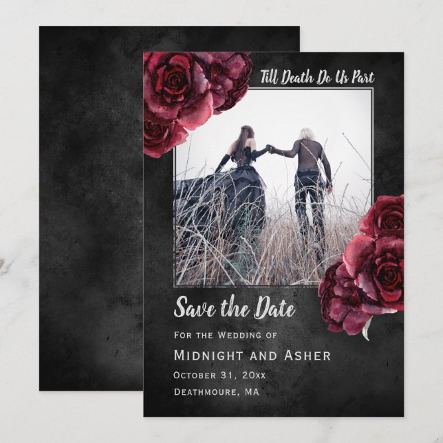 Dark Gothic Roses Save the Date (Front/Back)
