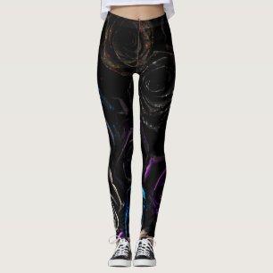 Dark Gothic Roses Velvet Floral Texture Pattern Leggings