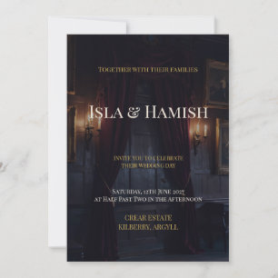 Dark Gothic Scottish Castle Wedding Invitation C