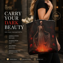 Dark Gothic Skeleton Bride Tote Bag – Spooky Weddi