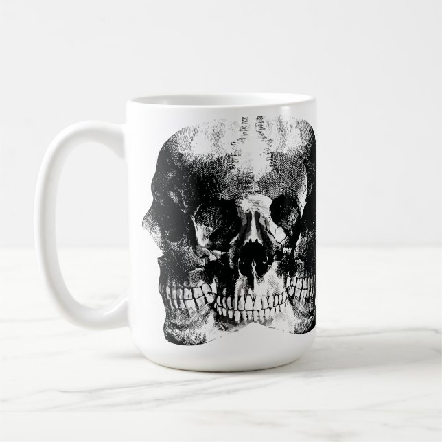 Dark Gothic Skull Art Coffee Mug (Left)