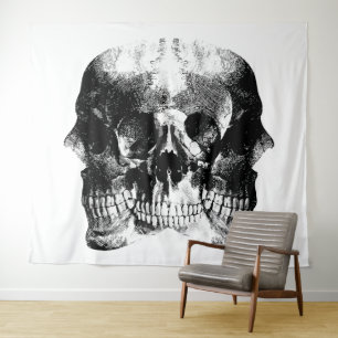 Dark Gothic Skull Art Tapestry