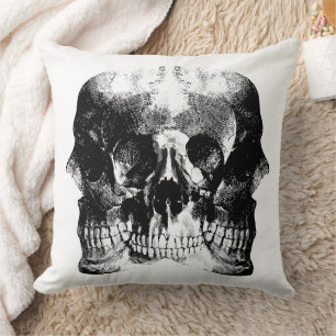 Dark Gothic Skull Art Throw Pillow