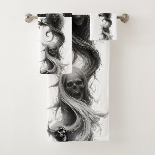 Dark Gothic Skull Bath Towel Set
