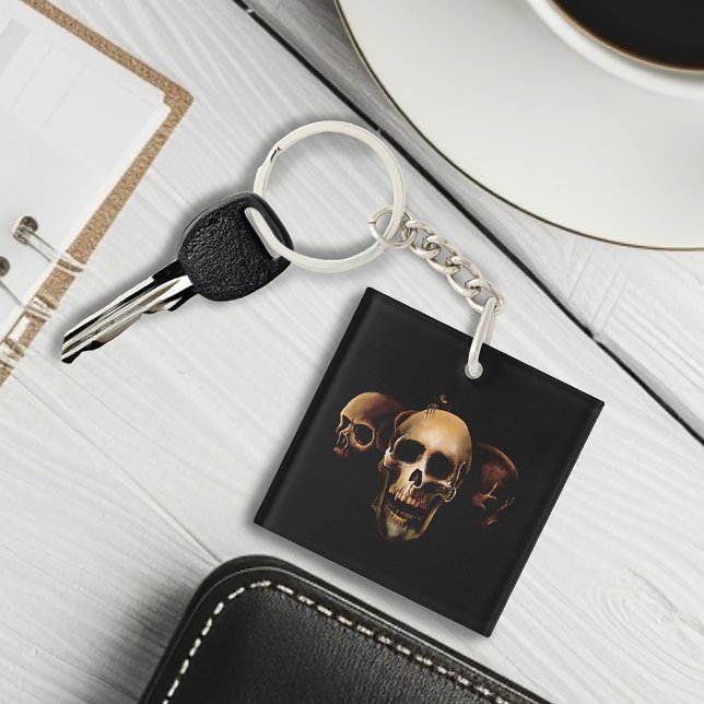 Dark Gothic Skulls Human Black Trio Creature Keychain (Creator Uploaded)