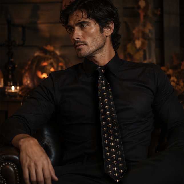 Dark Gothic Skulls Human Black Trio Creature Tie (Creator Uploaded)