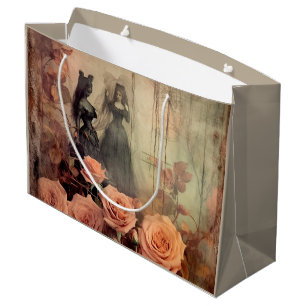 Dark Gothic Victorian Rose Portrait Large Gift Bag