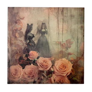 Dark Gothic Victorian Rose Portrait Tile