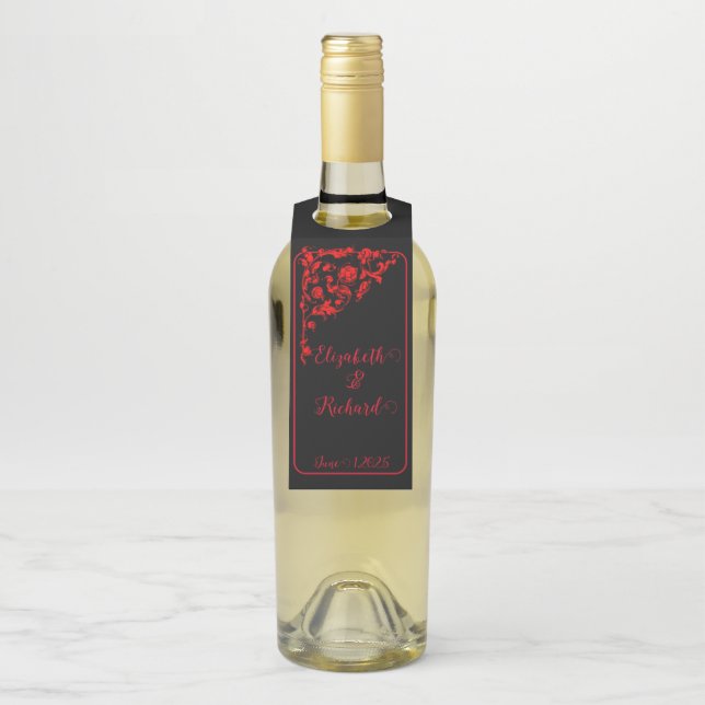 Dark Gothic Wedding Bottle Tag (On Bottle)