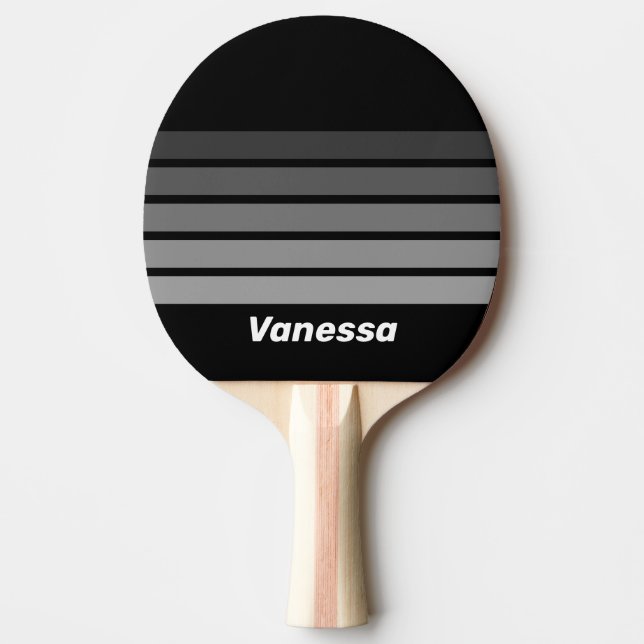 Dark Gradient Rainbow Across Striping with Name Ping Pong Paddle (Front)