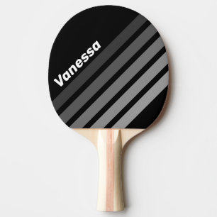 Dark Gradient Rainbow Angled Striping with Name Ping Pong Paddle
