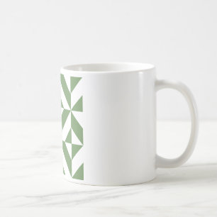 Dark Grass Green Geometric Deco Cube Pattern Coffee Mug