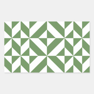 Dark Grass Green Geometric Deco Cube Pattern Sticker