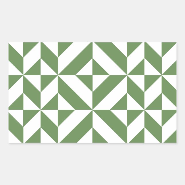 Dark Grass Green Geometric Deco Cube Pattern Sticker (Front)