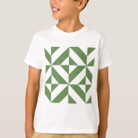 Dark Grass Green Geometric Deco Cube Pattern