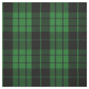 Dark grass green multi black stripe plaid fabric