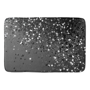 Dark Gray Black Lady Glitter #1 #shiny #decor Bath Mat