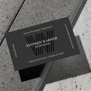Dark Gray Black Typography Monogram One Sided Business Card