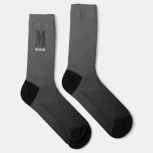 Dark gray geometric mesh pattern Monogram Socks
