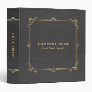 Dark-gray Leather Texture Vintage Gold Frame Binder