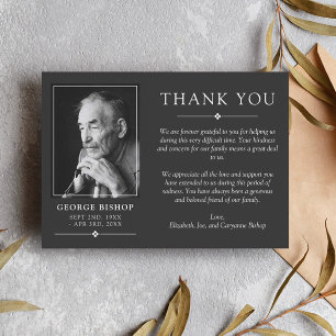 Dark Gray Minimalist Photo Sympathy Thank You Card