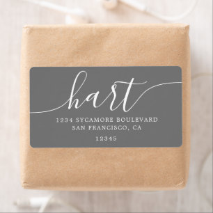 Dark Gray Modern Script Return Address