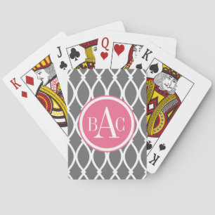 Dark Gray Monogrammed Barcelona Print Playing Cards