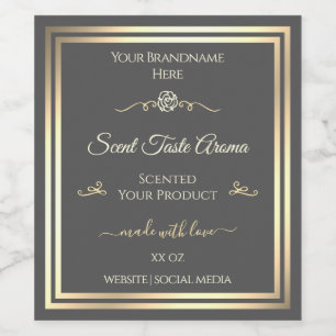 Dark Gray Product Label Gold Frame Vintage Rose