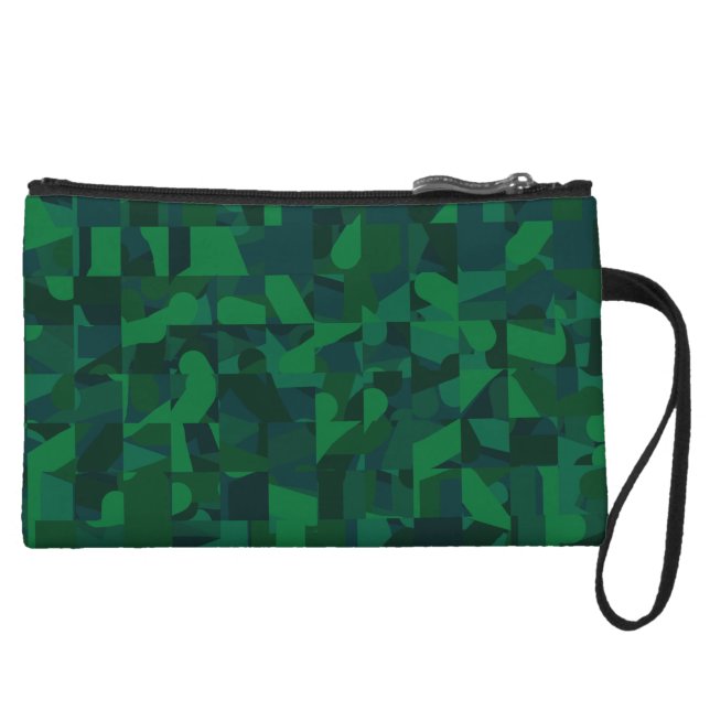 Dark Green Abstract Pattern. Wristlet (Front)
