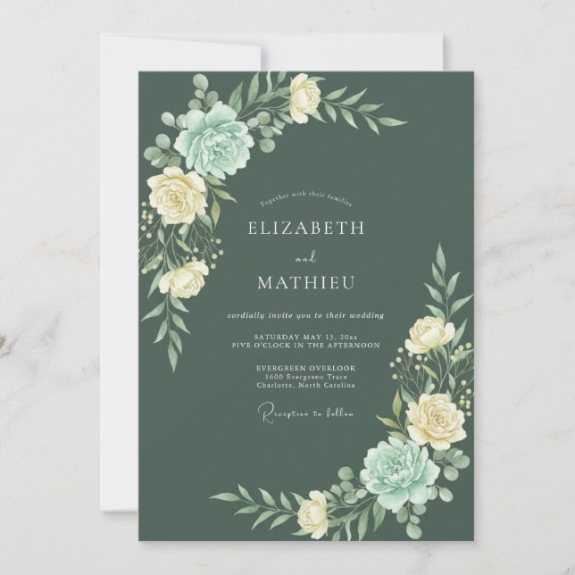 Dark Green Alluring Forest Wedding Invitation (Front)